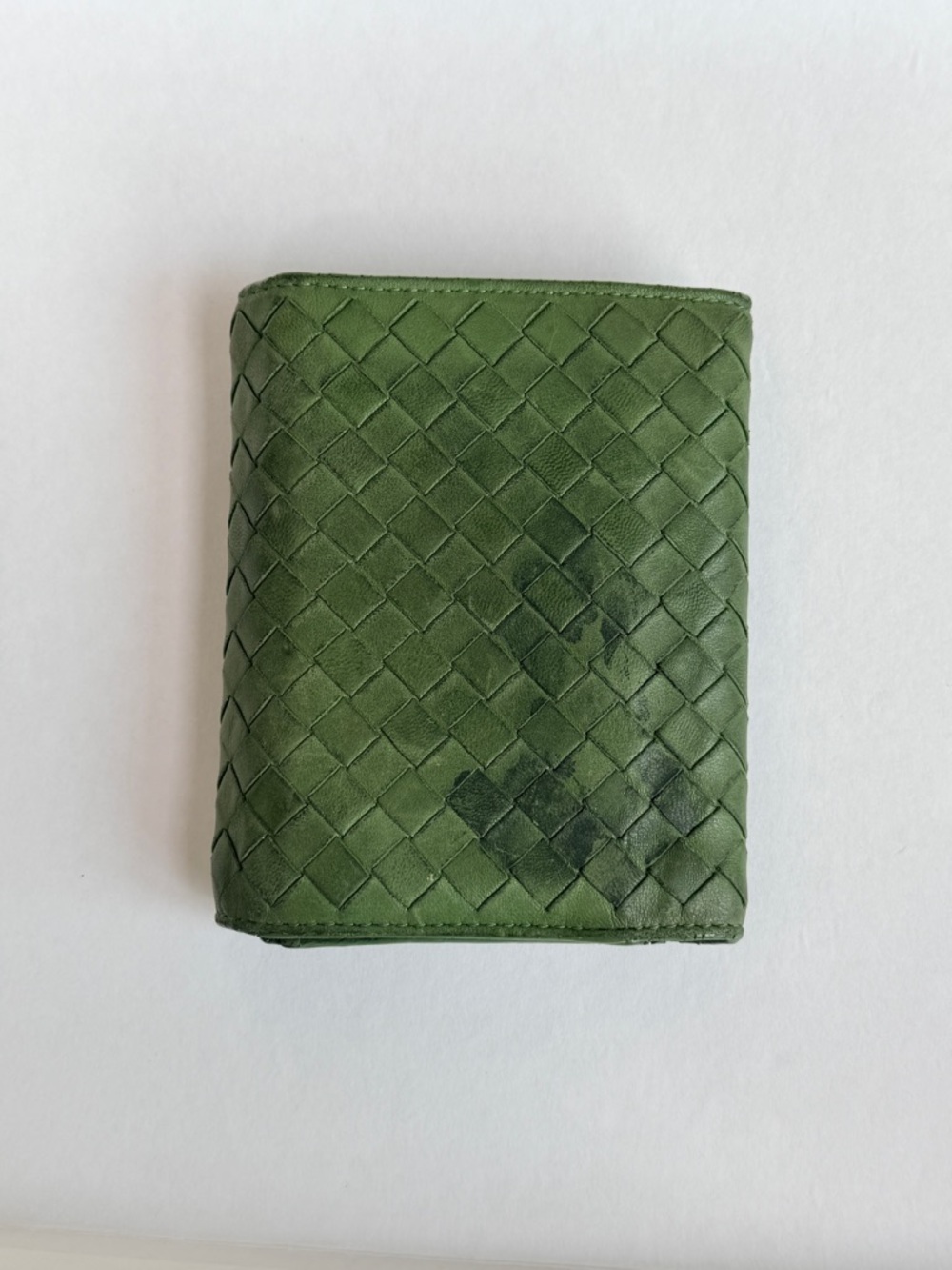 BOTTEGA VENETA olive green Intrecciato weave gold ring compact wallet - Picture 8 of 8
